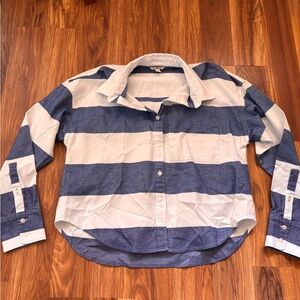 BeanSignature Navy and White Striped Shirt